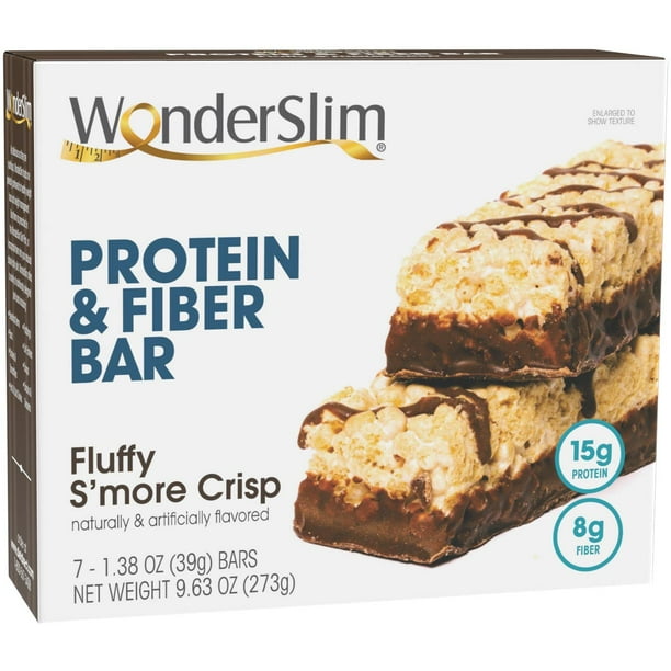 Wonderslim Protein & Fiber Bar, Fluffy Smore Crisp, 15G Protein, 8G