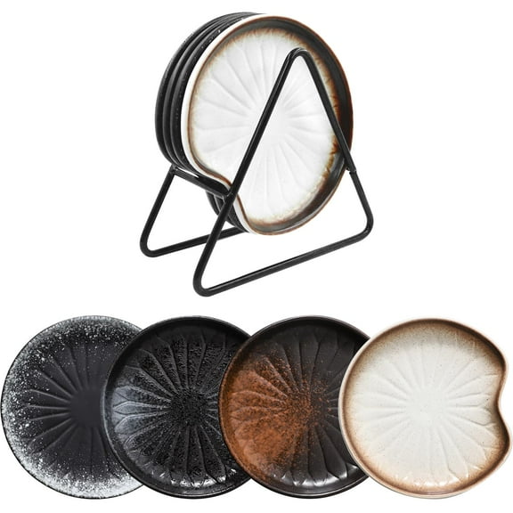 Kitchen Decor 4 Pack Spoon Rest for Stove Top Ceramic Spoon Holder Large Spoon Rest for Kitchen Counter Housewarming Gifts (5.3 Inch, Mix Color)