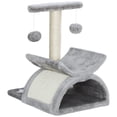 thumbnail image 1 of CoSoTower 17" Small Cat Tree with Scratching Post, Cat Tower with Rotatable Top Pole, Platform, 2 Dangling Balls, Light Grey, 1 of 7