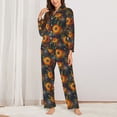 thumbnail image 2 of KLL Sunflowers Print Women's Long Sleeve Pajamas with Pants Sleepwear Loungewear 2 Set-Large, 2 of 7