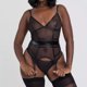thumbnail image 2 of Gibobby Conjunto de lencería de encaje Lencería de Malla Sexy para Mujer Conjunto de Ropa Interior de Vendaje Envoltura de Pecho Bragas Huecas Conjunto de Sujetadores(Negro, M), 2 of 5