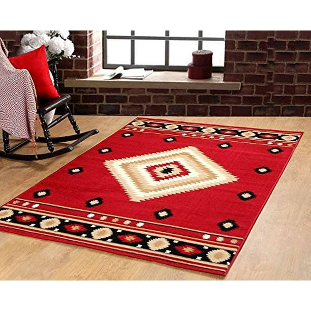 Southwest Southwestern Modern Rustic Lodge Area Rug, Red, 5'x7'5