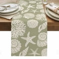 thumbnail image 2 of Summer Marine Life Table Runner, Graffiti Corals Shell Sea Starfish Gray Green Cotton Linen Kitchen Table Decoration Washable Dining Tabletop Runners for Home Party Decor 13x108 Inches, 2 of 9