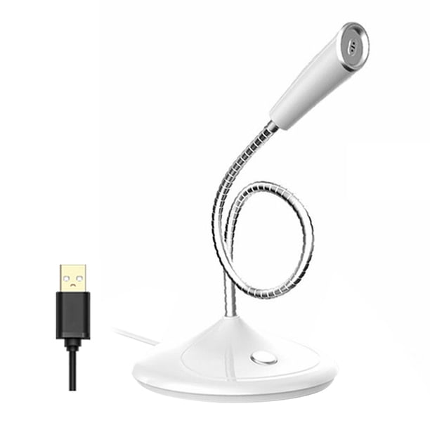 Micrófono con cable Micrófono omnidireccional para computadora Micrófono de condensador con cancelación de ruido, USB, Blanco Eigraketly EL001001-04B