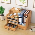 thumbnail image 1 of Organizador de escritorio de madera con cajón Almacenamiento de archivos de escritorio de gran capacidad Clasificador de documentos A4 Suministros de oficina Caja de almacenamiento para el hogar Ofici kaili Sencillez, 1 of 5