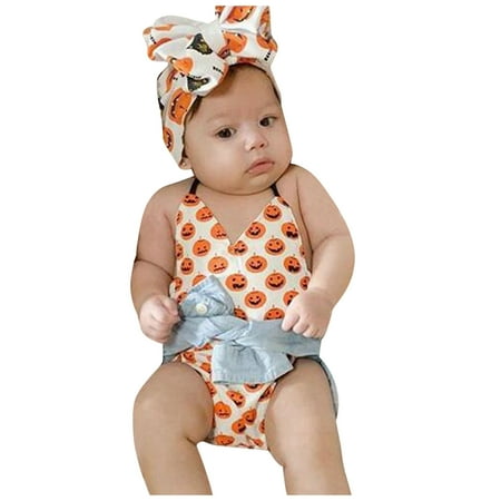 

dmqupv Romper for Kids Printed Boys Kids Baby Girls Romper Sleeveless Toddler Girl Outfits Summer