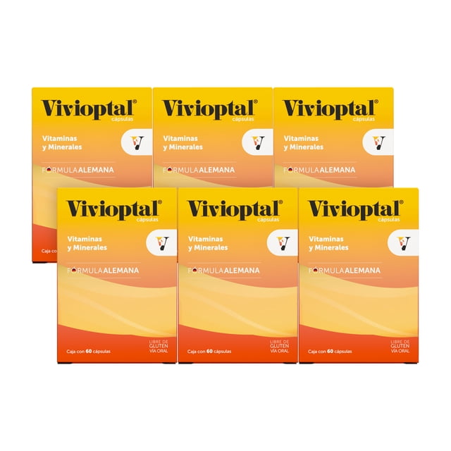 Bomuca - Vivioptal 60 Cápsulas, 6 piezas, Vitaminas y Minerales, Libre de Gluten, Formula Alemana