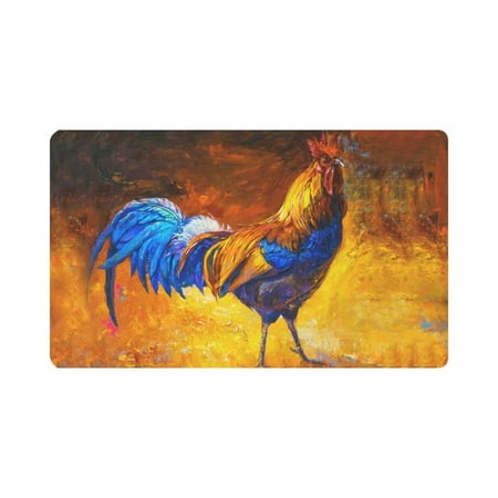 Rooster Chicken Decor MKHERT Rooster Chicken Cock Farm Animal Painting Doormat Rug Home Decor Floor Mat Bath Mat 30x18 inch ()