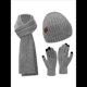 thumbnail image 2 of Conjunto de 3 Piezas de Gorro, Bufanda y Guantes de Punto Universales de Invierno para Adultos, Mujeres y Hombres. Gris Talla Única, 2 of 7