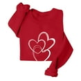 thumbnail image 3 of Women's Valentine Sweatshirts Love Heart Long Sleeve Oversized Pullover Crewneck Spring Warm Clothes Deep Red 2XL, 3 of 8