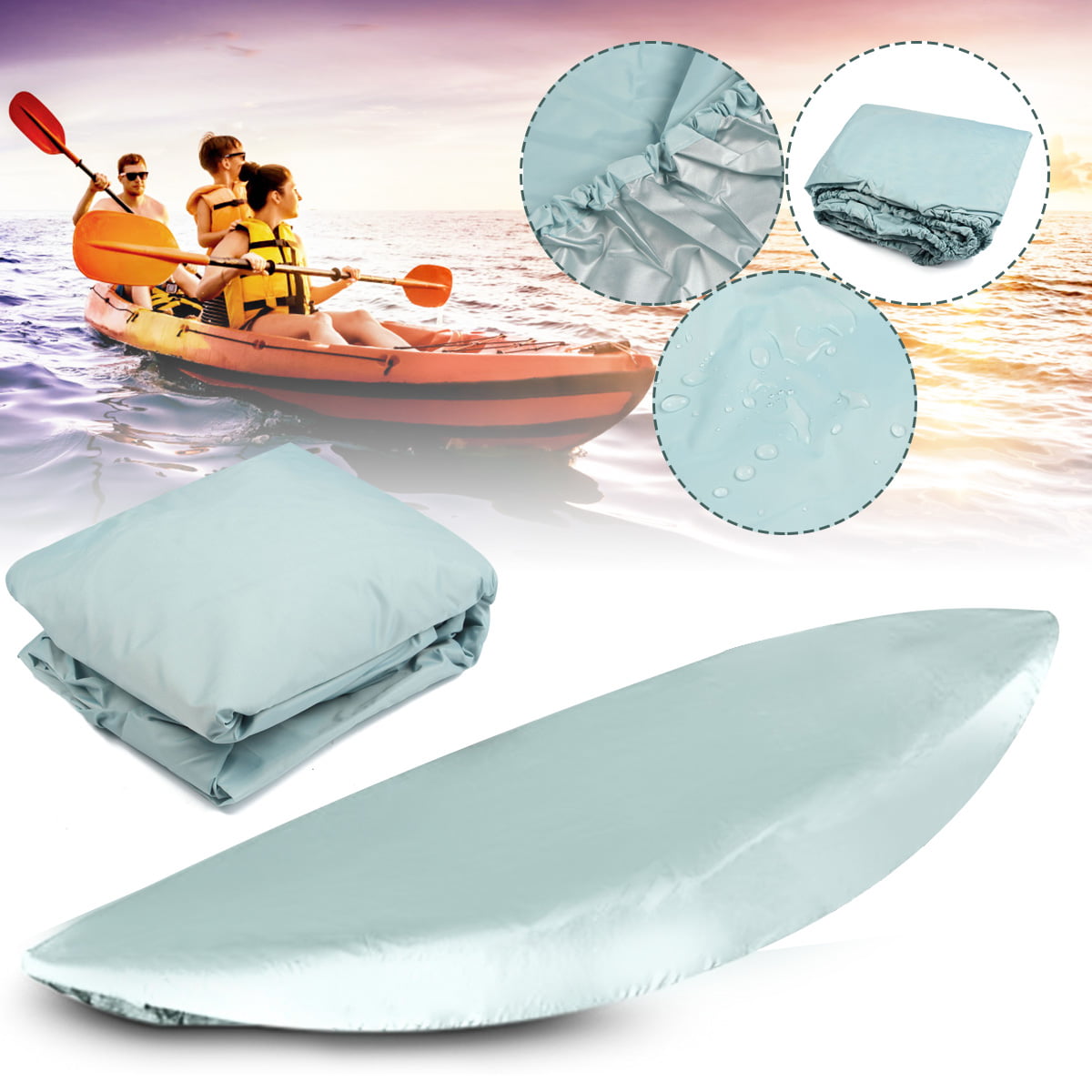 Walmeck Professional Universal Kayak Cover Canoe Boat Waterproof UV Resistant Dust Storage Cover Shield