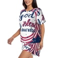 thumbnail image 2 of Kdxio God Bless America Patriotic Star Print Pajamas Sets for Women Short-Sleeved Pjs with Lounge Shorts Two Piece Sleepwear S-4XL, 2 of 8