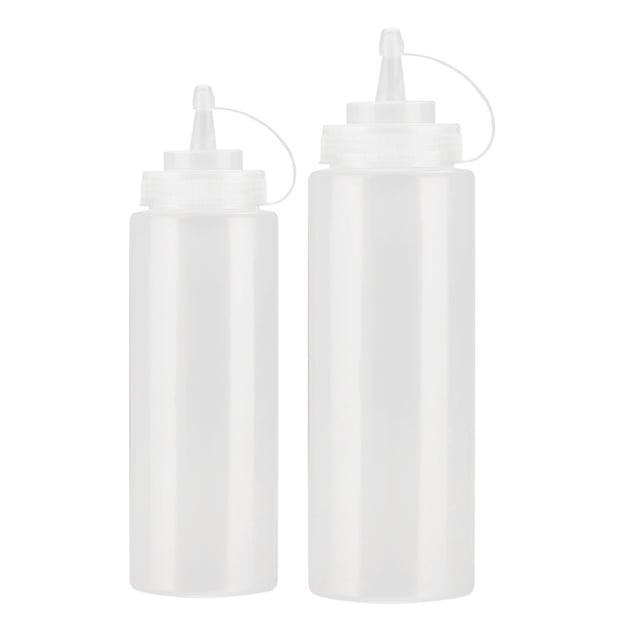 Botella Exprimible de Plástico Unique Bargains Paquete de 2 240ml / 8oz + 360ml / 12oz Blanco