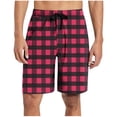 thumbnail image 3 of ZRGHAOYLQ Mens Casual Pajima 7 Inch Elasitc Waist Shorts Fashion Plaid Print Baggy Shorts Breathable Lihgtweight Lounge Wear Shorts with Pockets, 3 of 7