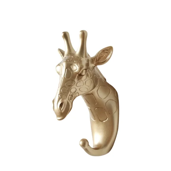 XIBUFE Hat Hooks For Wall 3D Giraffe Embossed Gold Decorative Hat Organizer Stylish Wall