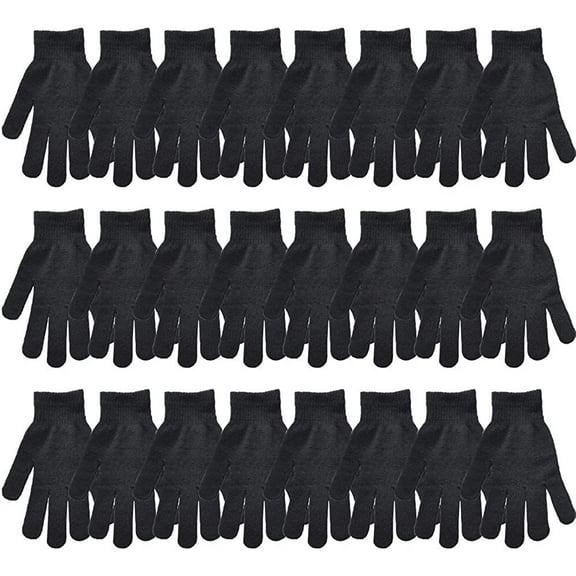 STONCEL Black Winter Warm Knit Magic Gloves Full Finger Stretchy Mitten for Unisex Adults-One Size Fits All