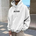 thumbnail image 2 of Jesus Hoodie for Men Loose Fit Letter Print Hooded Sweatshirt Long Sleeve Casual Streetwear Workout Hoodies for Men, 2 of 4