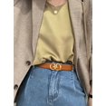 thumbnail image 3 of Catelles Camel Cowhide Leather Belt, Gold-plated Flower Alloy Automatic Buckle, Elegant And Durable, Suitable for Women's Casual and Business Wear, 2.8CM Width,Gift Box &Length 110cm, 3 of 10