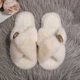 thumbnail image 6 of Women Casual Winter Slippers, Fashionable Open-Toe Indoor Outdoor Shoes, Comfortable Soft Home Footwear, Stress Relief and Posture Support, Perfect for Daily Casual Wear White B, 6 of 9