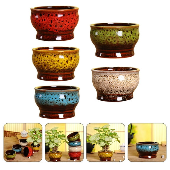 OUNONA 5 Pcs Terracotta Clay Cactus Planting Pots Office 10X8CM