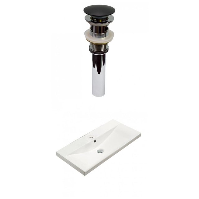 American Imaginations 31.73-in. W 1 Hole Ceramic Top Set In White Color - Overflow Drain Incl. AI-30892