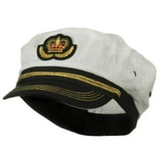 Linen Captain Hat - White Black M