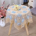 thumbnail image 4 of Lace Tablecloth For Round Table 33x33 Inch Polyester Gauze Embroidered Table Cover For Dining Coffee Tea Bedside Table Washable Decorative Cloth, 4 of 6