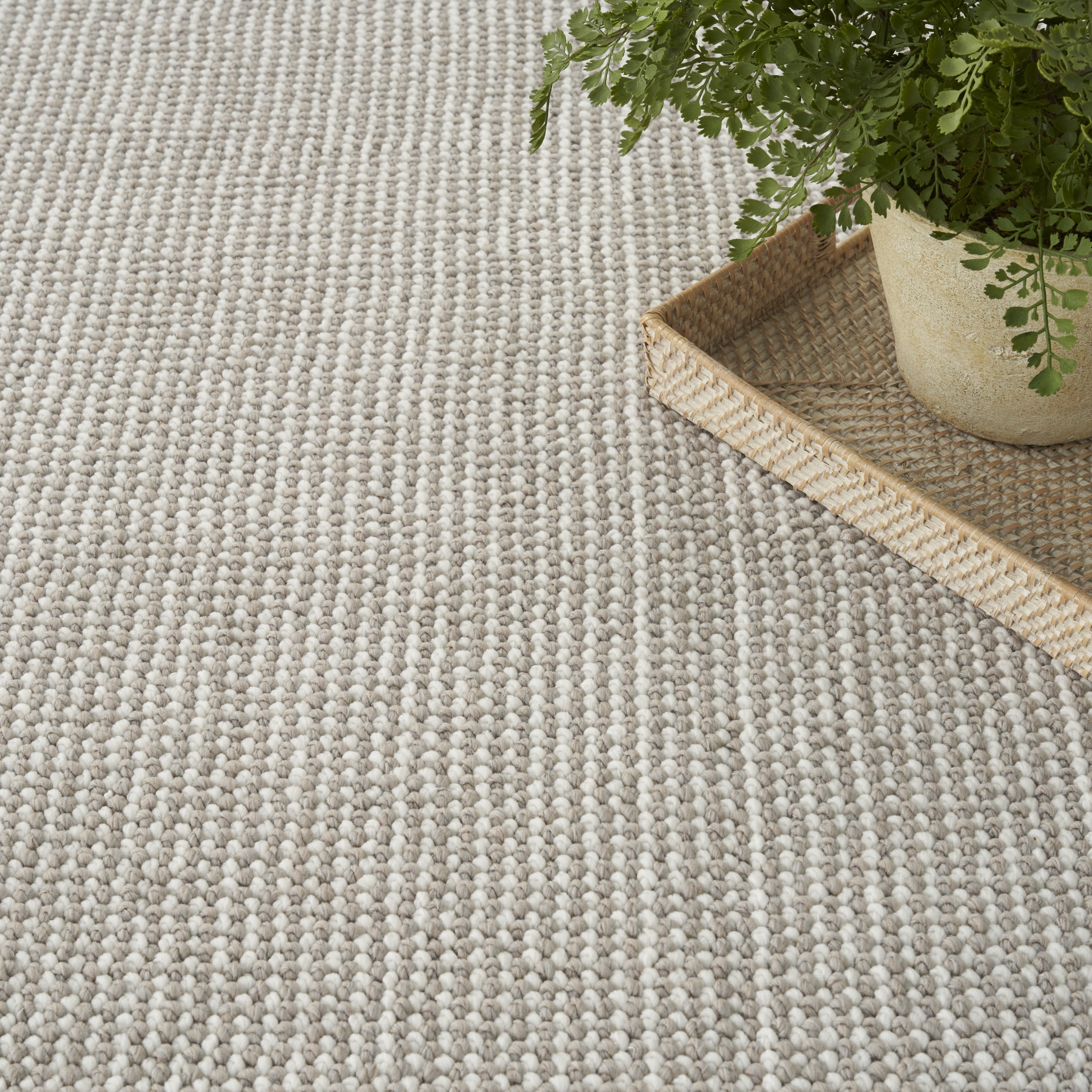 Nourison Textured Home All-over design Ivory Mocha 3'11" x 5'11" Area Rug (4x6)