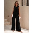 thumbnail image 3 of EASYBRA Women Pants Suit Sleeveless Solid Color Cotton Casual Wear Long Pants Set Sizes S–2XL, 3 of 7
