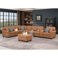 thumbnail image 3 of Devion Furniture Ella Faux Leather Modular Sectional Sofa with ottoman and cupholder console, 3 of 11
