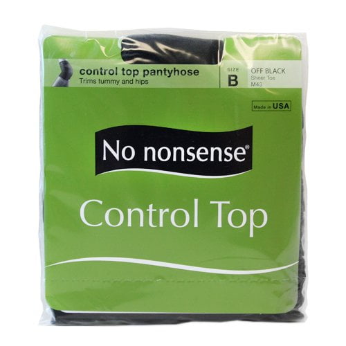No nonsense No Nonsense Control Top Pantyhose, Off Black Sheer Toe