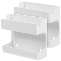 LEORX 2Pcs Hanging Remote Control Holder Wall Mount Remote Holder Plastic White Simple Design