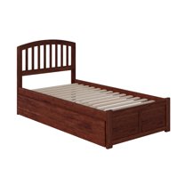 Richmond Twin Extra Long Bed with Footboard and Twin Extra Long Trundle in Walnut