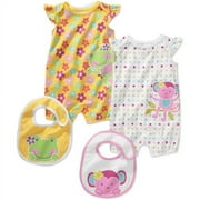 Garanimals - Newborn Girls' Romper and Bib, 2-Pack