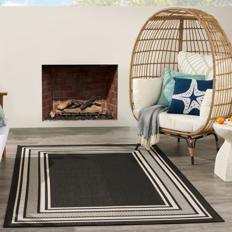 Nourison Horizon Indoor/Outdoor 5' x 7' Black Modern Rug - Walmart.com