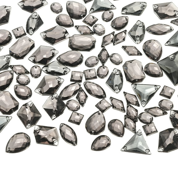 Uxcell Sew on Rhinestones Flatback Crystal Acrylic Gems Diamante for DIY Crafts Dress Clothes Shoes Bag Decorations - Mixed Shape (200Pcs, Gray)