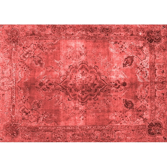 Ahgly Company Indoor Rectangle Abstract Red Contemporary Area Rugs, 5' x 8'