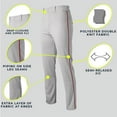 thumbnail image 2 of Rawlings Sporting Goods Rawlings Men's Belted 31 Cloth Fit Piped Baseball Pant Grey/Black L, 2 of 4