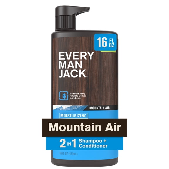 Every Man Jack Mountain Air Daily 2-in-1 Shampoo & Conditioner for Men, Naturally Derived, 16 fl. oz