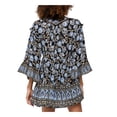 thumbnail image 2 of FREE PEOPLE Womens Black Stretch Tie Pleated Printed Bell Sleeve V Neck Tunic Top Juniors XS, 2 of 2