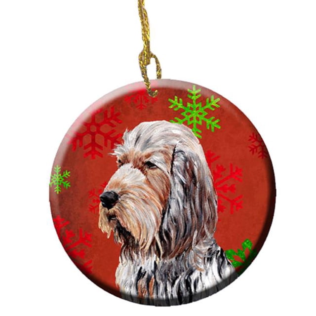 Otterhound Flocons de Neige Rouges Ornement en Céramique de Vacances