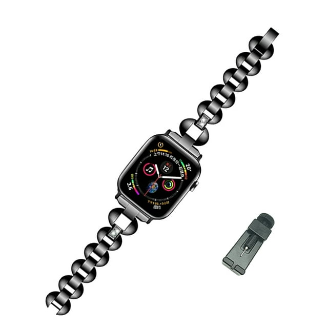 Bracelet de Montre en Acier Inoxydable DH, Bracelets Réglables pour Apple IWatch Series SE/1/2/3/4/5/6 pour Femmes - Noir