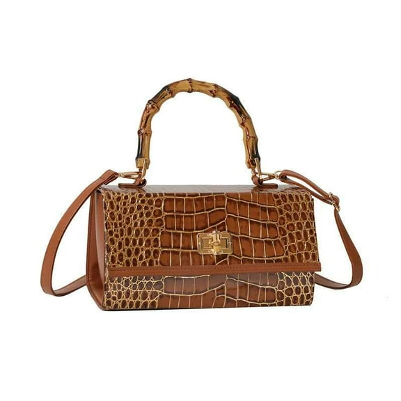 Vintage Chic Tie-Dye Stone Print Bamboo Tote Bag - Multi-Functional Shoulder and Crossbody Women's Handbag