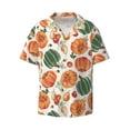 thumbnail image 2 of Lsque Autumn Pumpkins print Men's Cuban Collar Short Sleeve Shirt Summer Beachwear Casual Button Down Fashionable Vacation Leisure Shirt-Small, 2 of 7