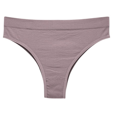 Annhoo Thong for Women Low Waist Knitted Bikini Panties Comfort Breathable Yoga Shorts Ladies G-String Underwear