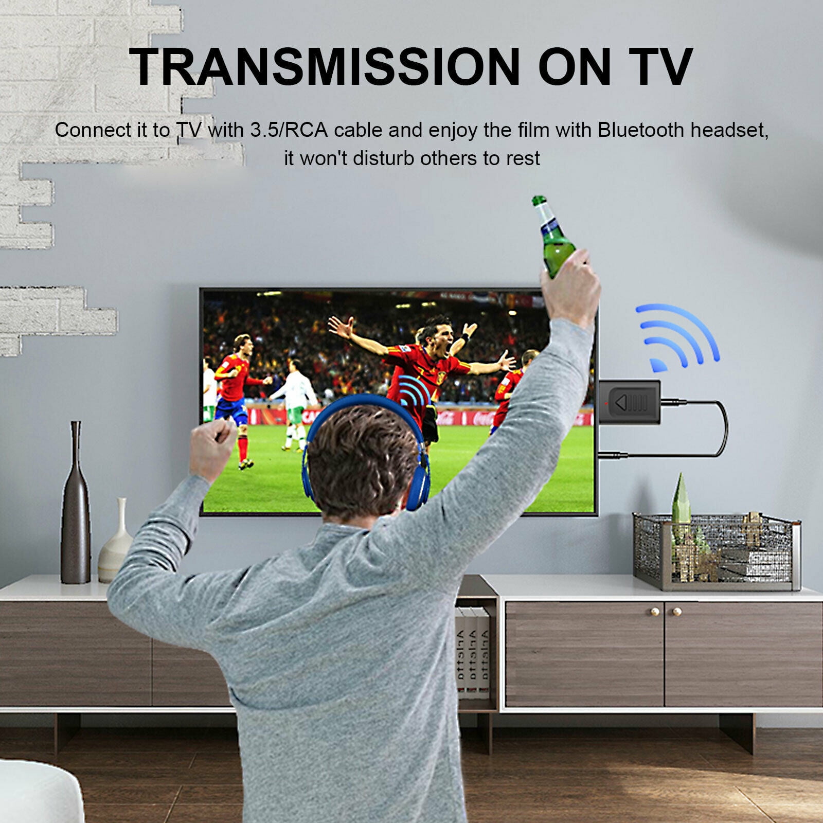 TEYJRY Bluetooth 5.0 Audio Transmitter/Receiver for TV, Home Stereo, Stereo Receiver, Single Piece