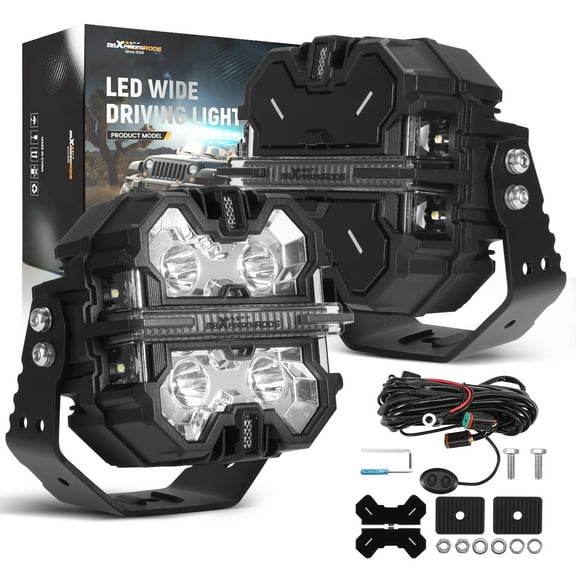 maXpeedingrods 5 Inch 178W Off Road Lights, LED Pod Light 21360LM with Amber/White DRL 3 Modes, 270°Side Shooter for Trucks Jeep Pickup UTV ATV Motorcycles Spot Ditch Light with Black Covers