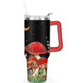 thumbnail image 2 of 40oz Colorful Botanical Mushroom Stainless Steel Flip Straw Tumbler Spill Proof Travel Cup Double Wall Vacuum Insulated Coffee Mug with Top Handle, 2 of 6