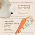 thumbnail image 4 of Phantoscope Happy Easter Throw Pillow, Linen Rabbit Shaped Decorative Pillow with Bow & Removable Carrot, Off White Easter Cushion for Couch Sofa Bed Chair, 20" x 11", 4 of 6