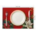 thumbnail image 3 of Creowell  Christmas Poinsettia Placemats Set of 4,Xmas Winter Red Table Mat Waterproof Washable for Seasonal Holiday Party Dining Decoration 18x12in, 3 of 8